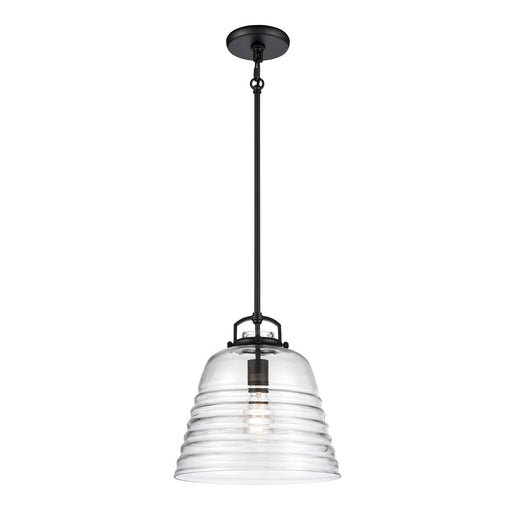 Atlas Lighting Current 12'' Wide 1Lt Pendant, Matte Black/Clear