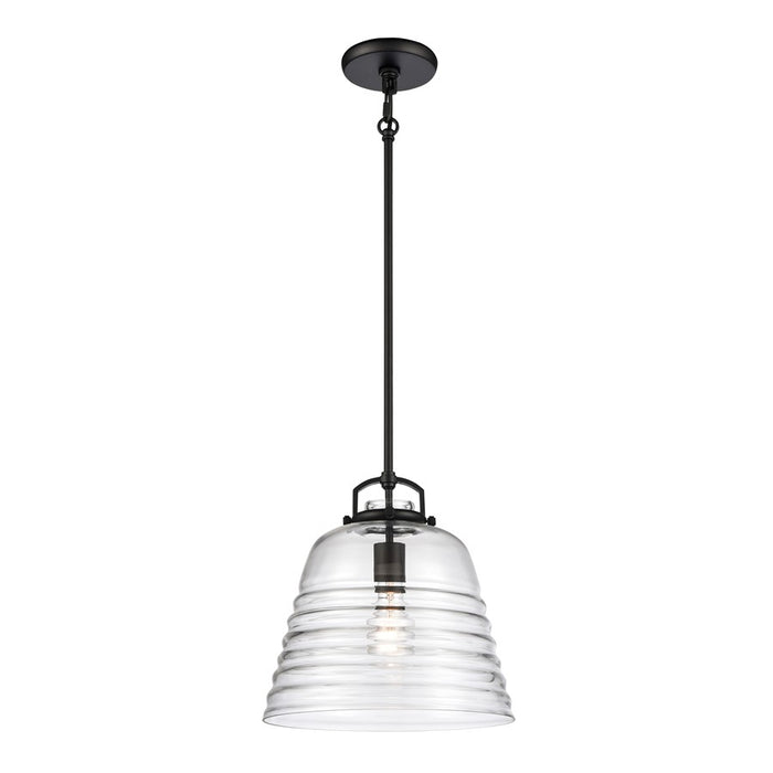 Atlas Lighting Current 12'' Wide 1Lt Pendant, Matte Black/Clear