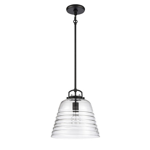 Atlas Lighting Current 12'' Wide 1Lt Pendant, Matte Black/Clear