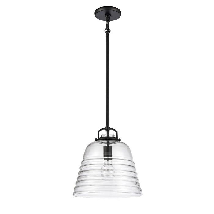 Atlas Lighting Current 12'' Wide 1Lt Pendant, Matte Black/Clear