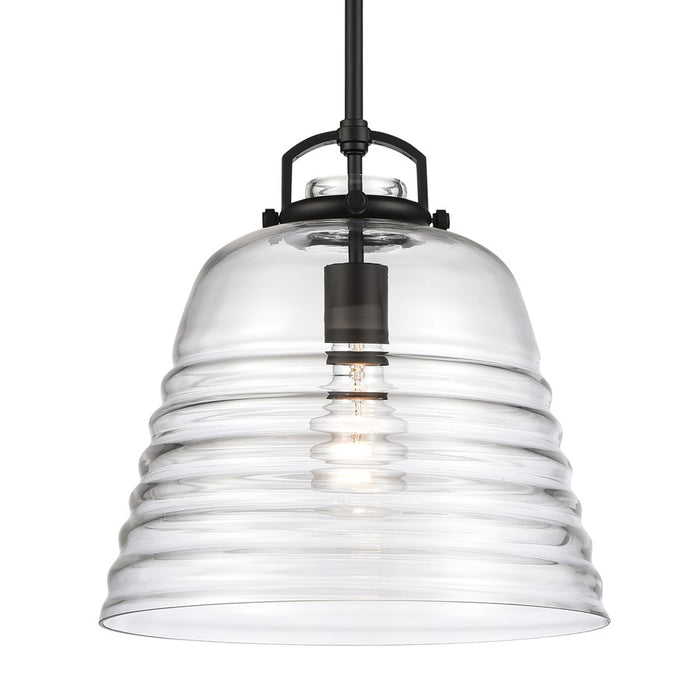 Atlas Lighting Current 12'' Wide 1Lt Pendant, Matte Black/Clear