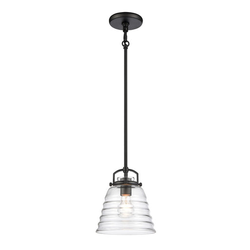 Atlas Lighting Current 8'' Wide 1Lt Pendant, Matte Black/Clear