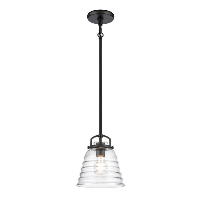 Atlas Lighting Current 8'' Wide 1Lt Pendant, Matte Black/Clear