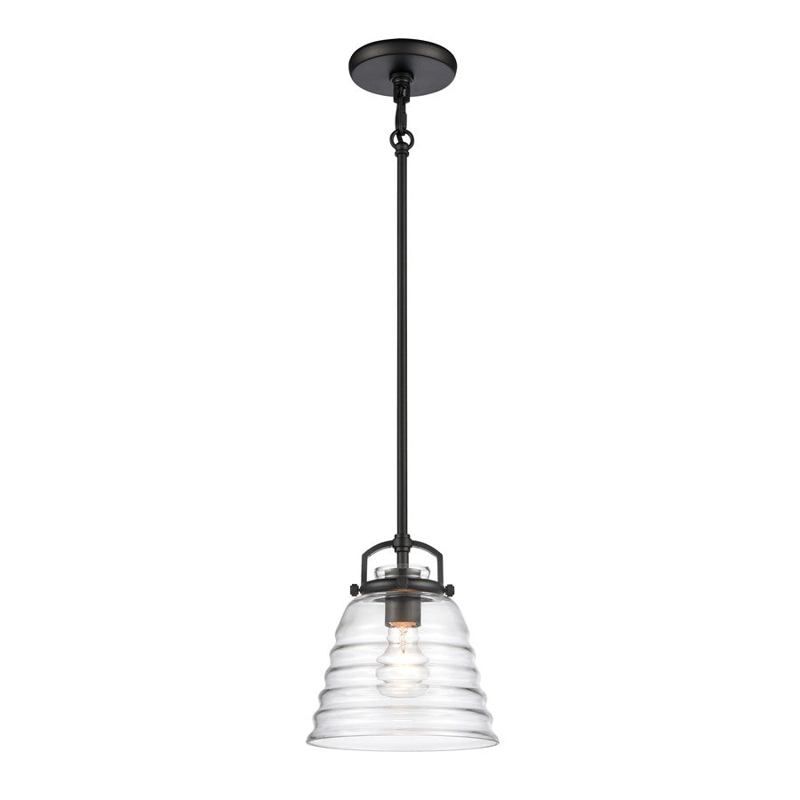 Atlas Lighting Current 8'' Wide 1Lt Pendant, Matte Black/Clear