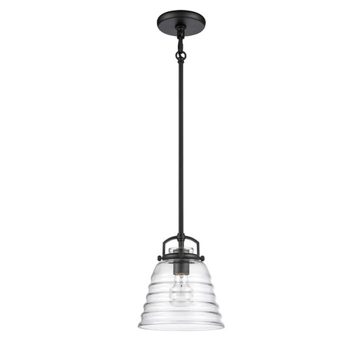 Atlas Lighting Current 8'' Wide 1Lt Pendant, Matte Black/Clear