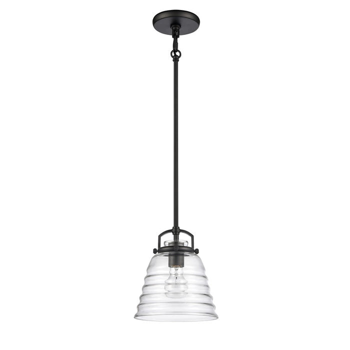 Atlas Lighting Current 8'' Wide 1Lt Pendant, Matte Black/Clear