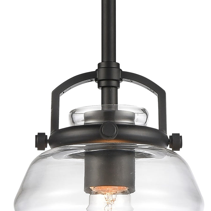 Atlas Lighting Current 8'' Wide 1Lt Pendant, Matte Black/Clear