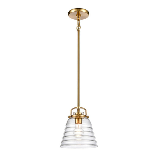 Atlas Lighting Current 8'' Wide 1Lt Pendant, Satin Brass/Clear