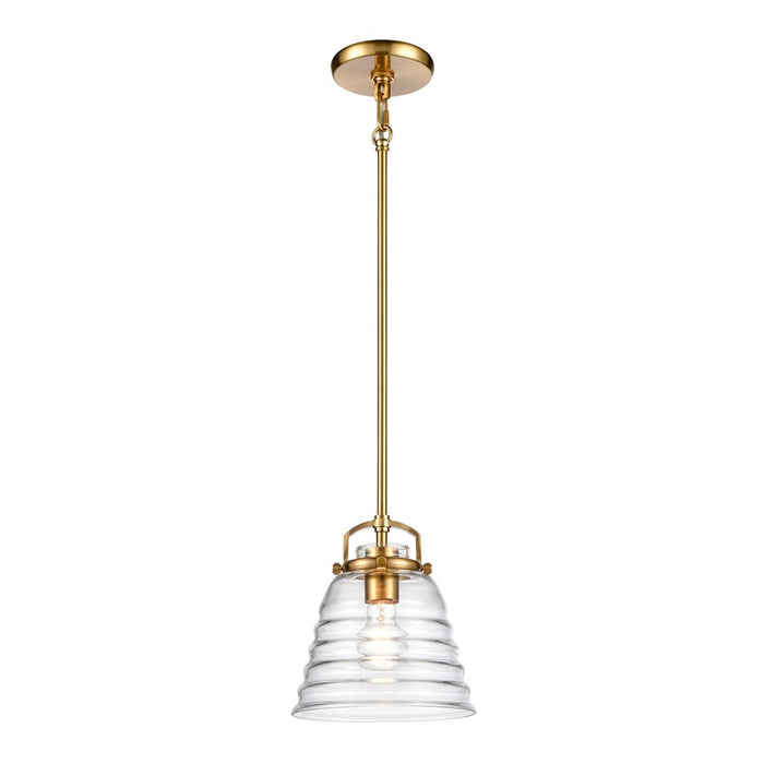Atlas Lighting Current 8'' Wide 1Lt Pendant, Satin Brass/Clear