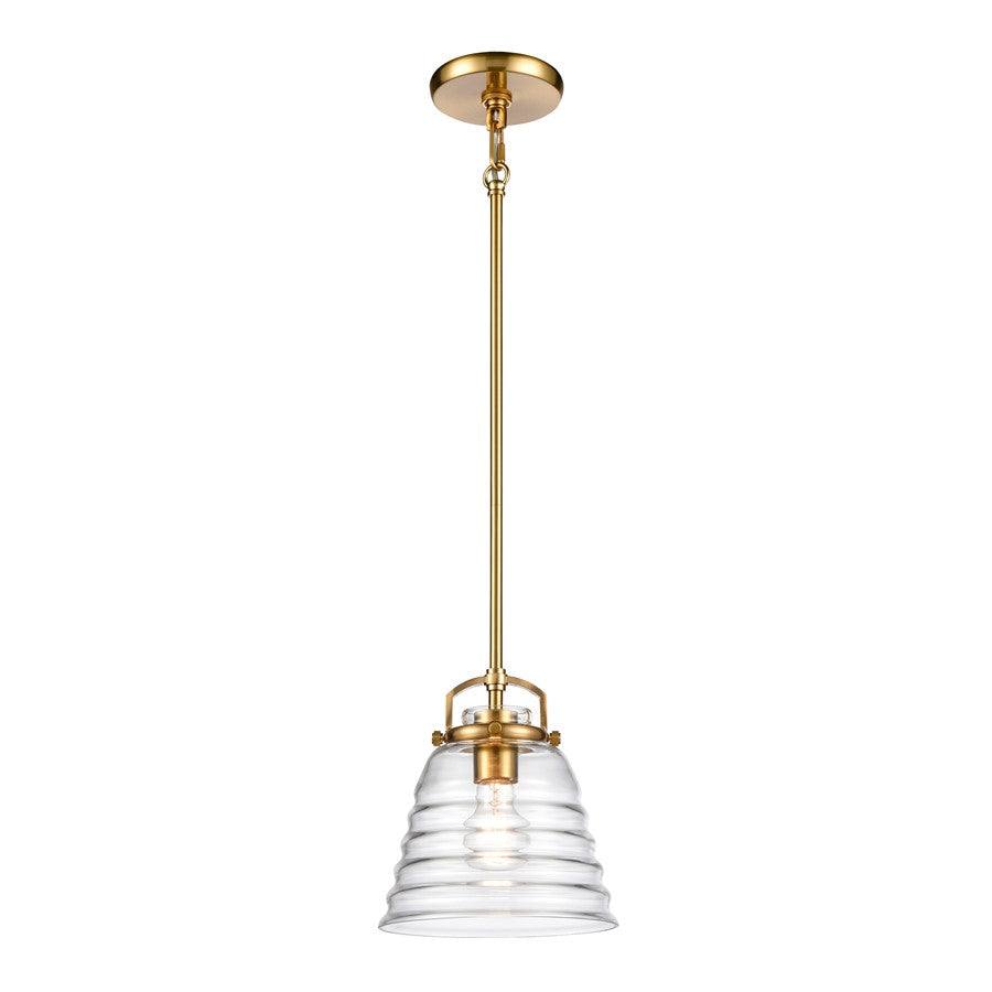 Atlas Lighting Current 8'' Wide 1Lt Pendant, Satin Brass/Clear