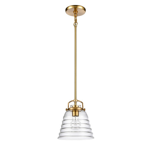 Atlas Lighting Current 8'' Wide 1Lt Pendant, Satin Brass/Clear
