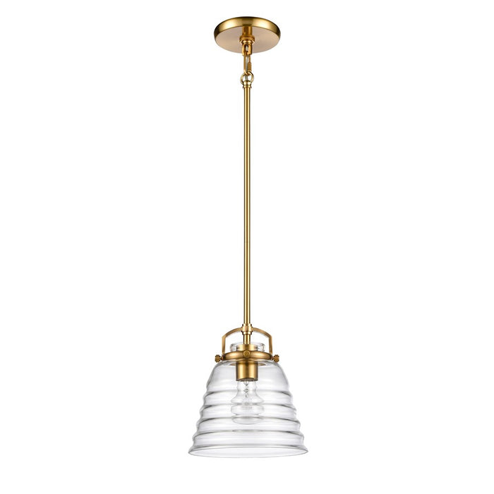 Atlas Lighting Current 8'' Wide 1Lt Pendant, Satin Brass/Clear
