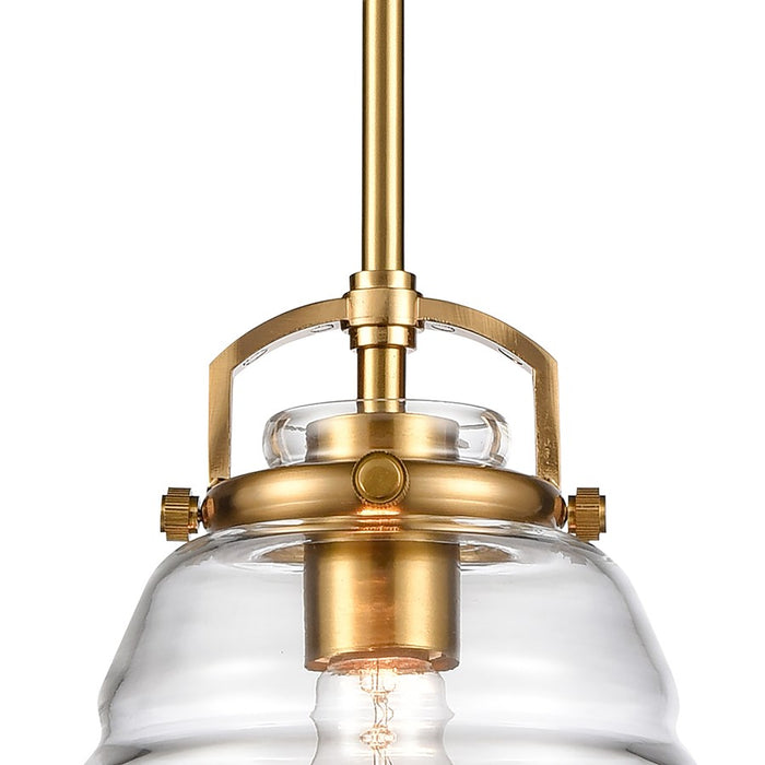 Atlas Lighting Current 8'' Wide 1Lt Pendant, Satin Brass/Clear