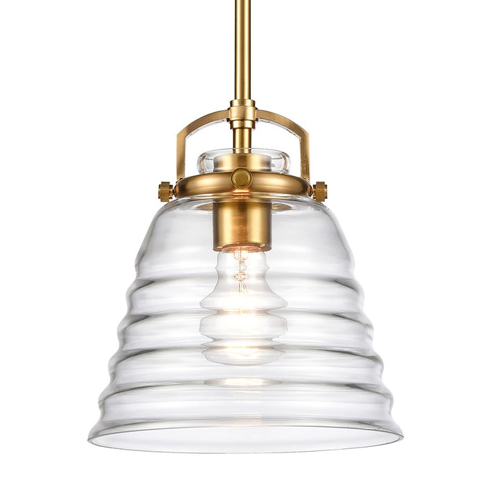 Atlas Lighting Current 8'' Wide 1Lt Pendant, Satin Brass/Clear