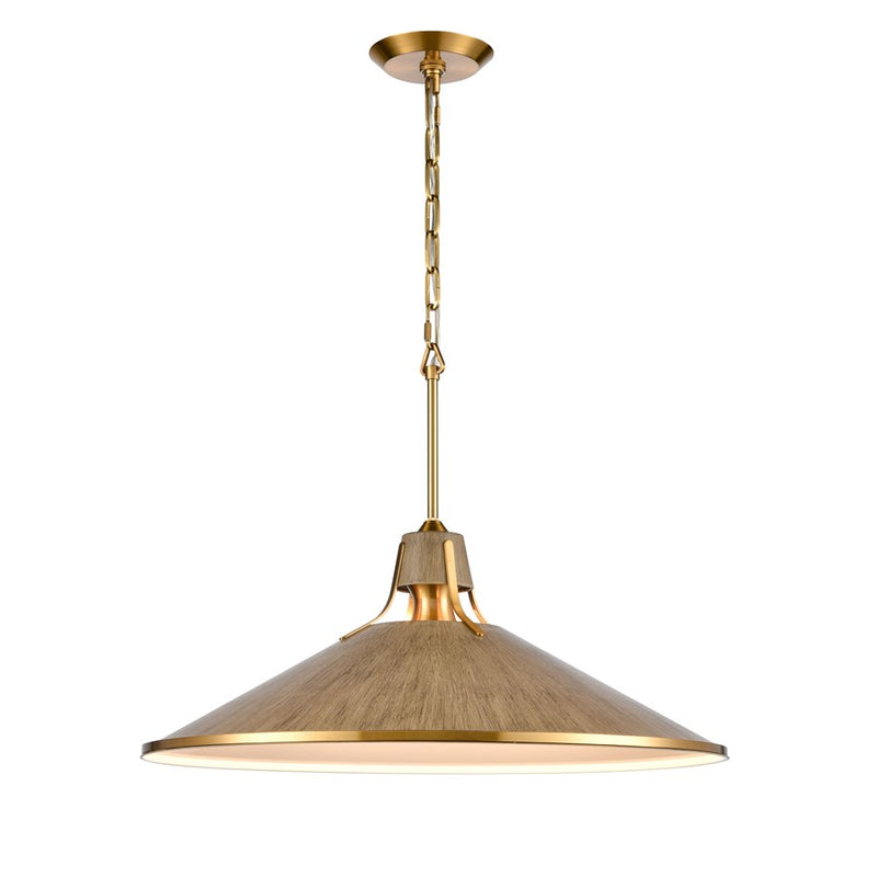Atlas Lighting Danique 24in 1-Light Pendant | Modern Satin Brass and Corkwood Metal | Kitchen Island & Dining Room | Model CL11762-BS