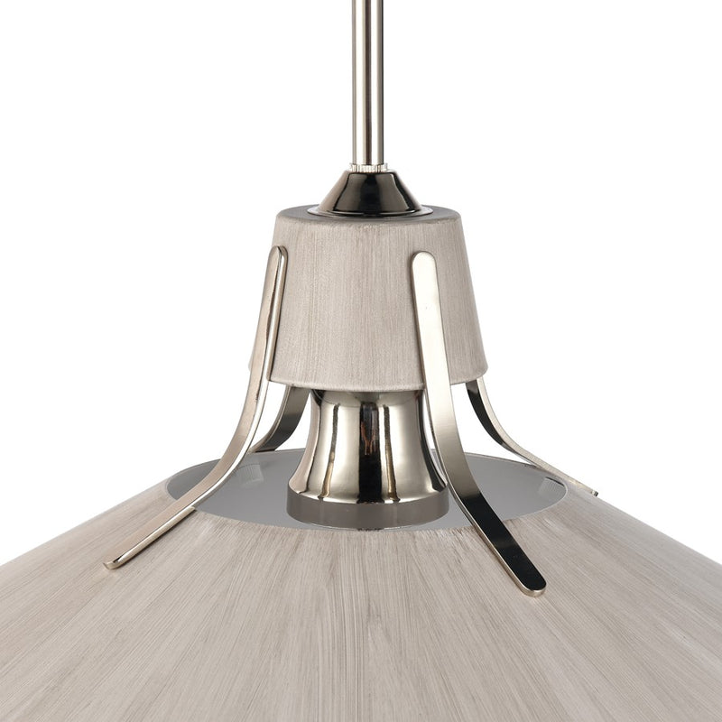 Atlas Lighting Danique 24in 1-Light Pendant | Polished Nickel and Sunbleached Oak Natural Metal | Kitchen Island & Dining Room | Model CL11762-NK