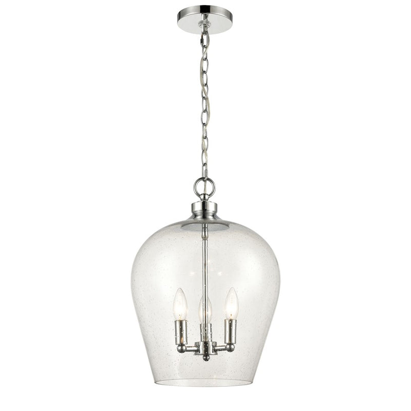 Atlas Lighting Darlene 13in 3-Light Pendant | Polished Chrome and Clear Seeded Glass | Dining Room & Kitchen Island | Model CL11763-CH