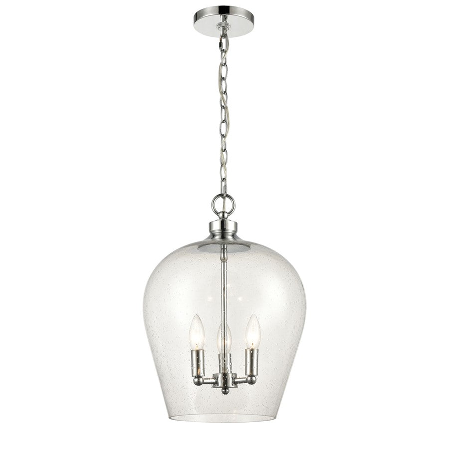 Atlas Lighting Darlene 13'' Wide 3Lt Pendant, Polished Chrome/Clear