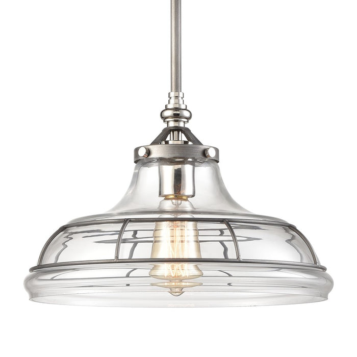 Atlas Lighting Dunkirk 13'' Wide 1Lt Pendant, Weathered Zinc/Clear