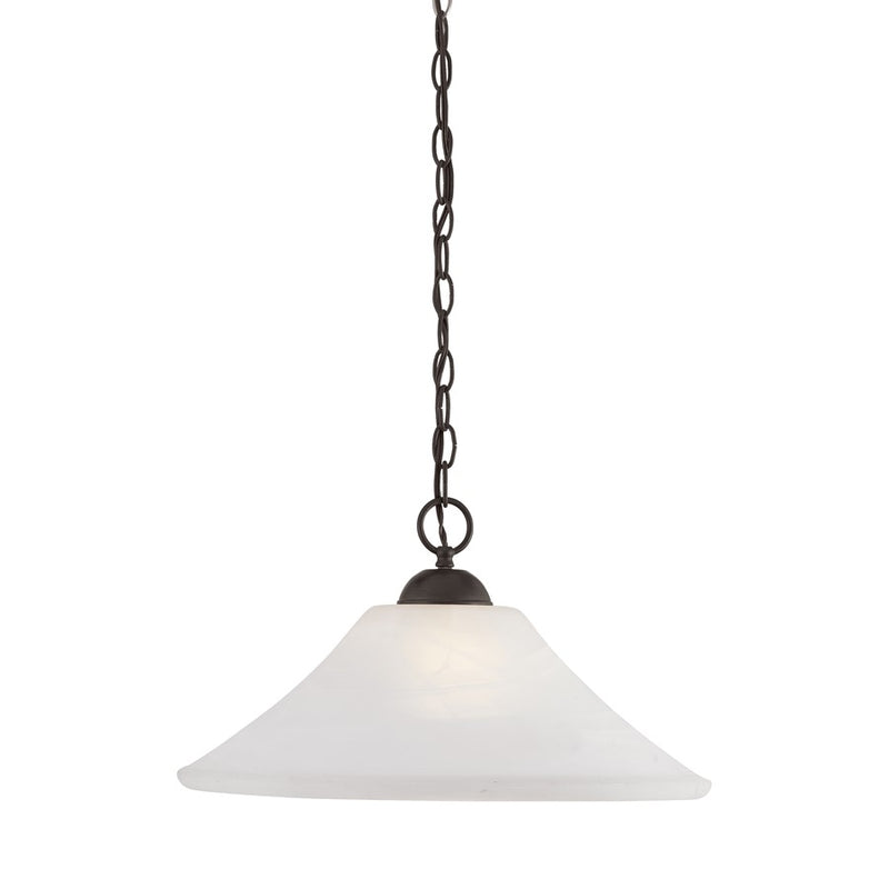 Atlas Lighting Elipse 18in 1-Light Pendant | Traditional Painted Bronze and White Frosted Glass | Kitchen Island & Dining Room | Model CL11766-BZ