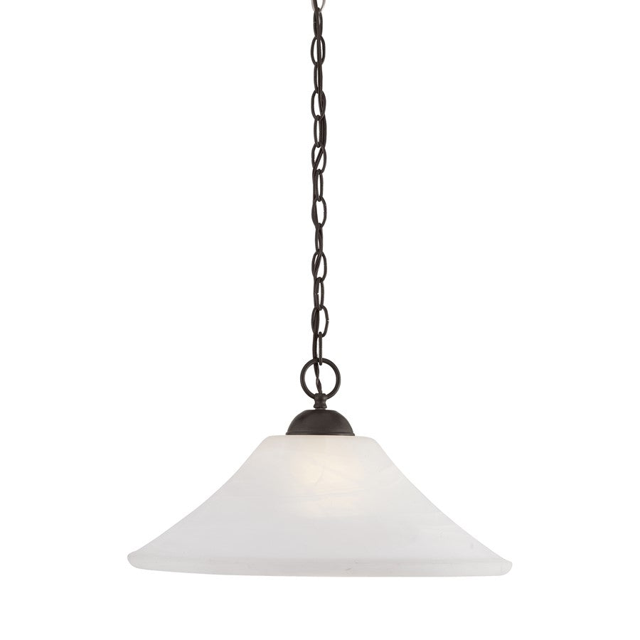Atlas Lighting Elipse 18'' Wide 1Lt Pendant, Painted Bronze/White