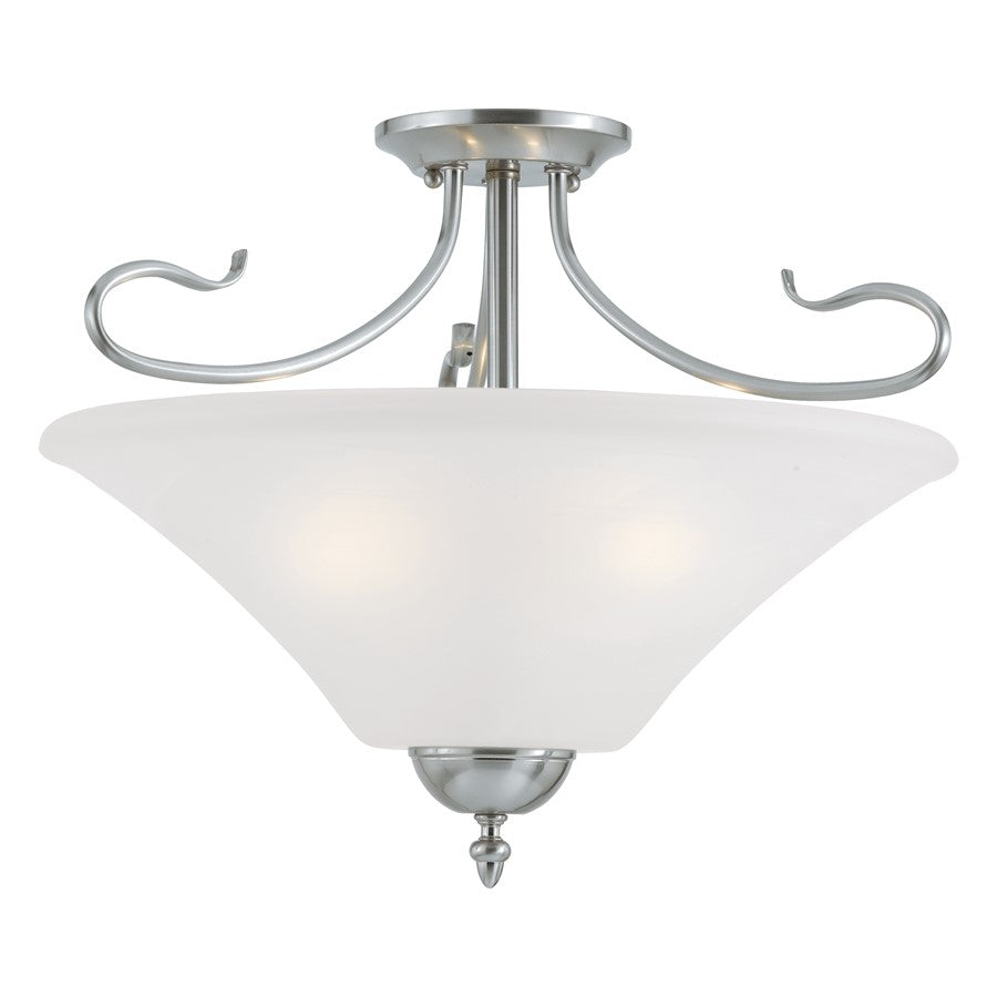 Atlas Lighting Elipse 19'' Wide 3Lt Pendant, Brushed Nickel/White