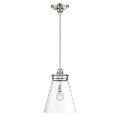 Atlas Lighting Emma 12'' Wide 1Lt Pendant, Polished Nickel/Clear
