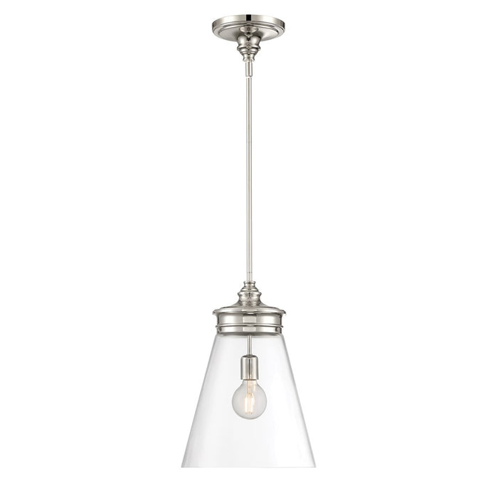Atlas Lighting Emma 12'' Wide 1Lt Pendant, Polished Nickel/Clear