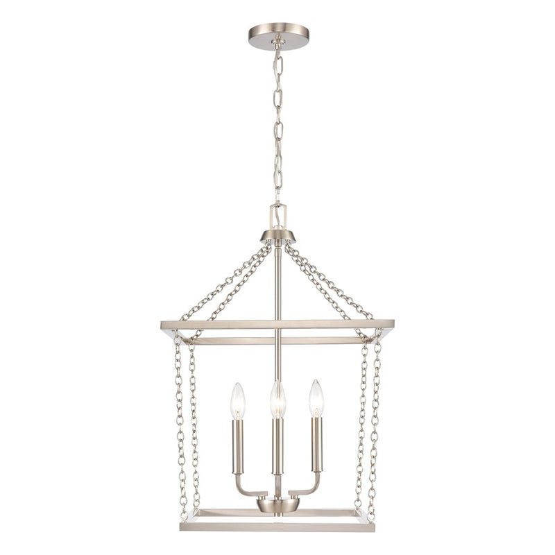 Atlas Lighting Emmett 17in 4-Light Pendant | Transitional Brushed Nickel Metal Cage | Kitchen Island & Dining Room | Model CL11769-NK