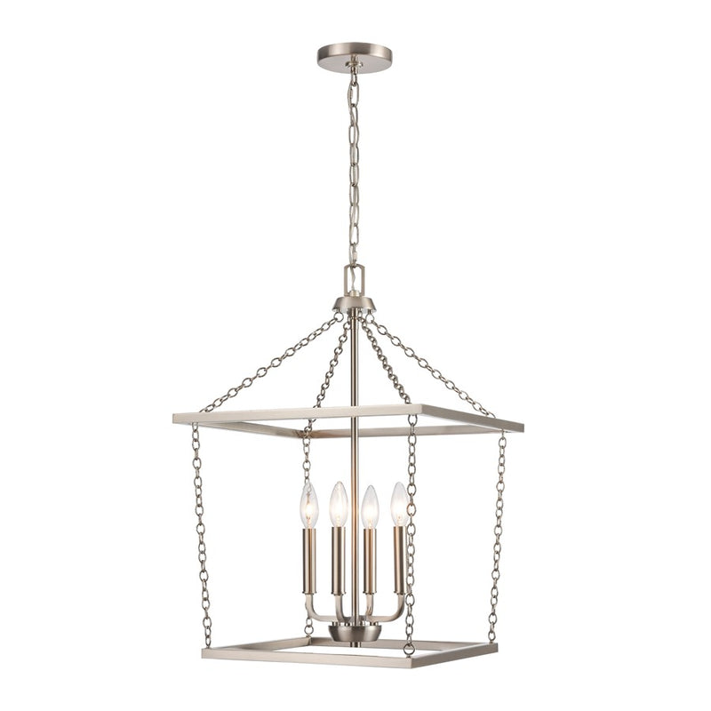 Atlas Lighting Emmett 17in 4-Light Pendant | Transitional Brushed Nickel Metal Cage | Kitchen Island & Dining Room | Model CL11769-NK
