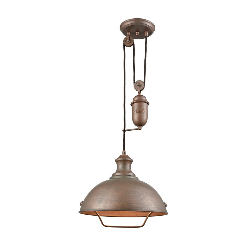 Atlas Lighting Farmhouse 14in 1-Light Pendant | Transitional Tarnished Brass Metal | Kitchen Island & Dining Room | 14 x 14 x 39 in | Model CL11771-BS