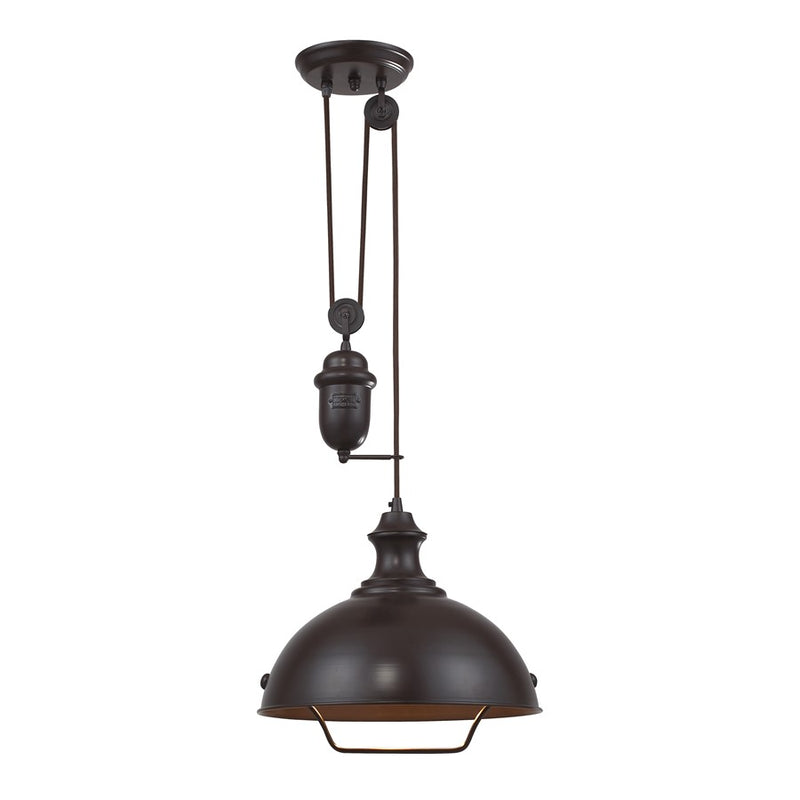 Atlas Lighting Farmhouse 14in 1-Light Pendant | Transitional Oil Rubbed Bronze Metal | Kitchen Island & Dining Room | Model CL11771-BZ
