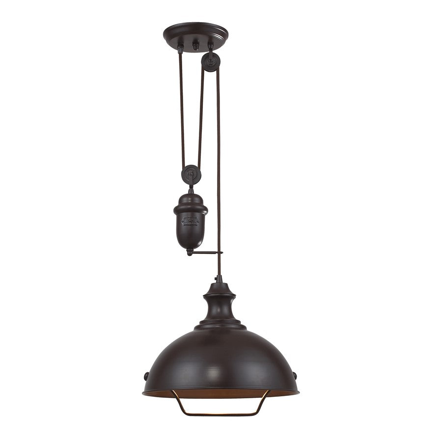 Atlas Lighting Farmhouse 14'' Wide 1Lt Pendant, Oiled Bronze