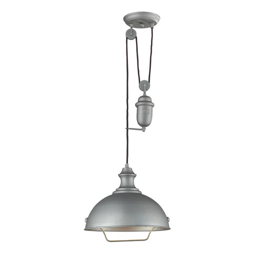 Atlas Lighting Farmhouse 14'' Wide 1Lt Pendant, Aged Pewter/Silver