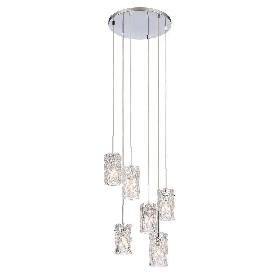 Atlas Lighting Forma de Crystal 17.5'' Wide 6Lt Pendant, Chrome