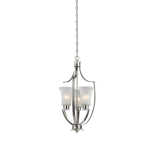 Atlas Lighting Foyer 15'' Wide 3Lt Pendant, Brushed Nickel/White