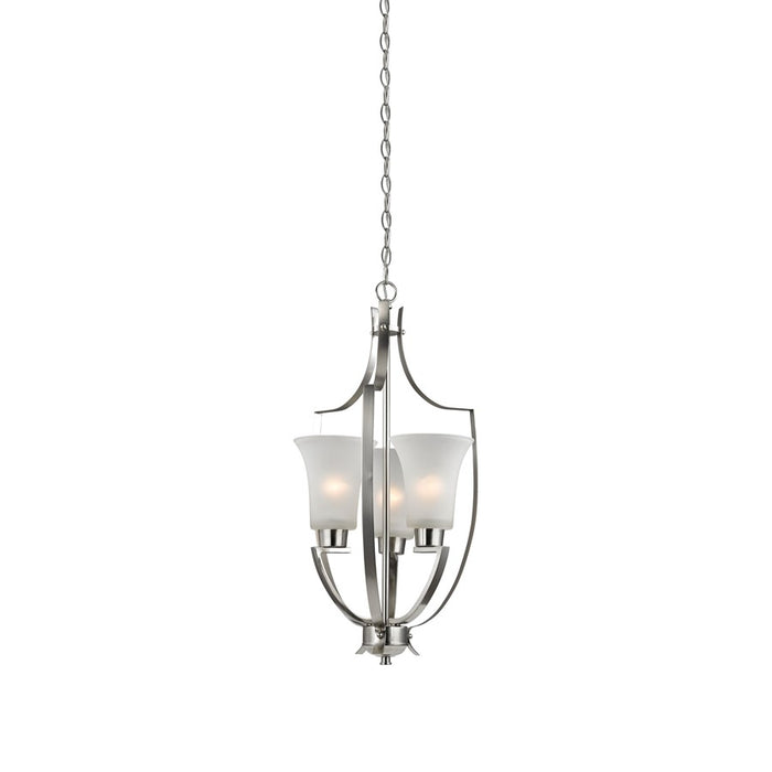 Atlas Lighting Foyer 15'' Wide 3Lt Pendant, Brushed Nickel/White