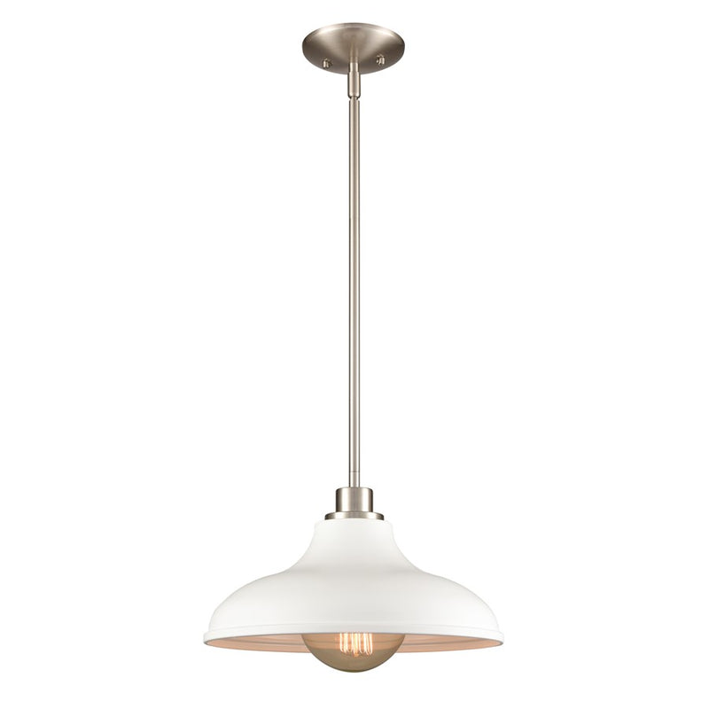 Atlas Lighting Grenville 13''W 1Lt Pendant, Brushed Nickel/White