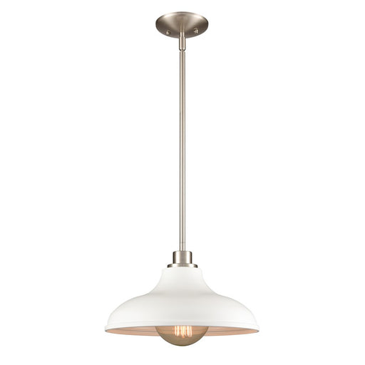 Atlas Lighting Grenville 13''W 1Lt Pendant, Brushed Nickel/White