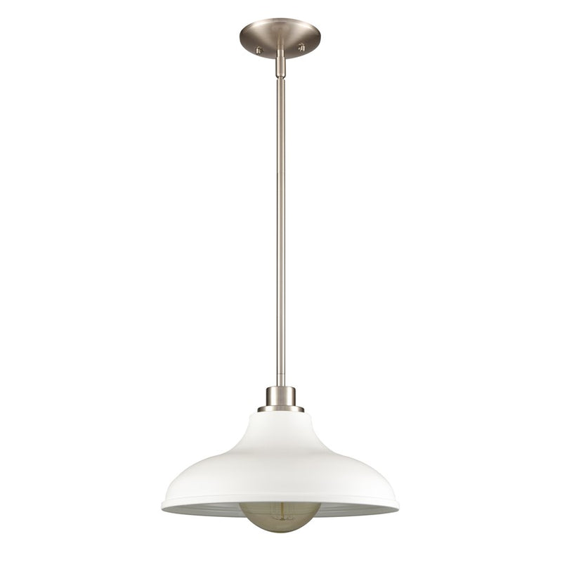 Atlas Lighting Grenville 13in 1-Light Pendant | White and Brushed Nickel Metal | Kitchen Island & Dining Room | 13 x 13 x 13 in | Model CL11774-WH