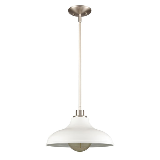 Atlas Lighting Grenville 13''W 1Lt Pendant, Brushed Nickel/White