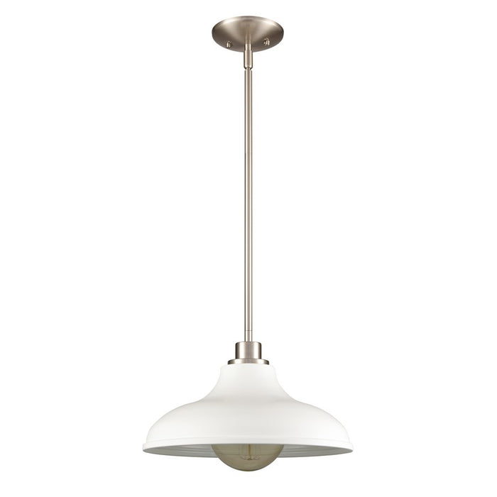 Atlas Lighting Grenville 13''W 1Lt Pendant, Brushed Nickel/White