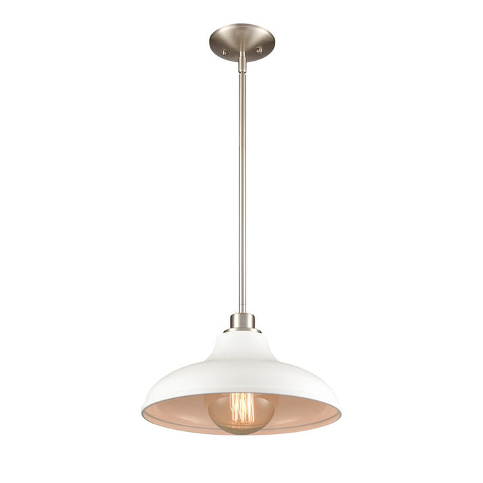 Atlas Lighting Grenville 13''W 1Lt Pendant, Brushed Nickel/White