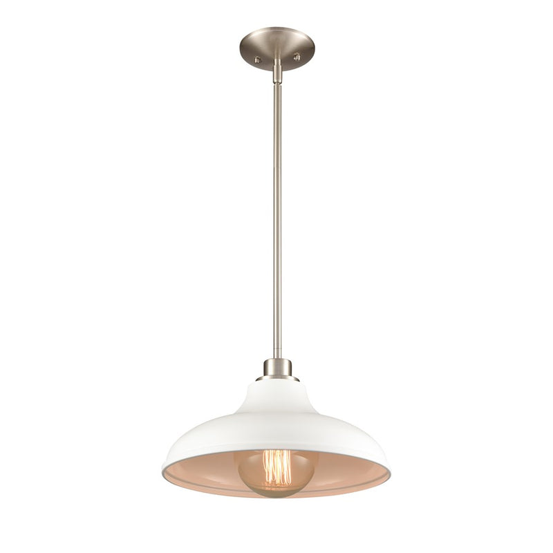 Atlas Lighting Grenville 13in 1-Light Pendant | White and Brushed Nickel Metal | Kitchen Island & Dining Room | 13 x 13 x 13 in | Model CL11774-WH