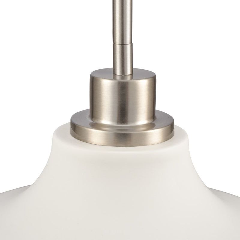 Atlas Lighting Grenville 13''W 1Lt Pendant, Brushed Nickel/White