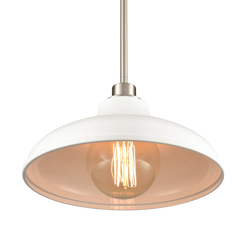 Atlas Lighting Grenville 13''W 1Lt Pendant, Brushed Nickel/White