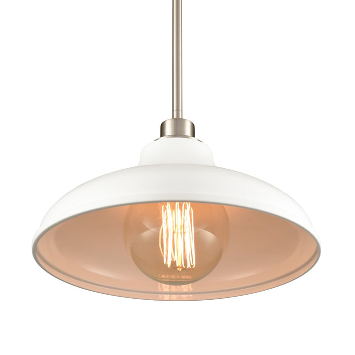 Atlas Lighting Grenville 13''W 1Lt Pendant, Brushed Nickel/White