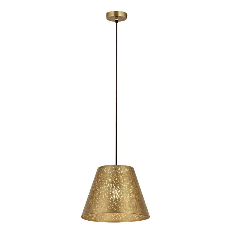 Atlas Lighting Hargen 15in 1-Light Pendant | Transitional Antique Brass and Gold Metal | Kitchen Island & Dining Room | Model CL11775-BS