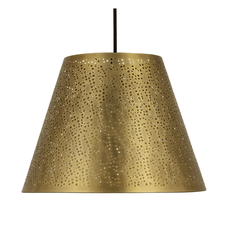 Atlas Lighting Hargen 15in 1-Light Pendant | Transitional Antique Brass and Gold Metal | Kitchen Island & Dining Room | Model CL11775-BS