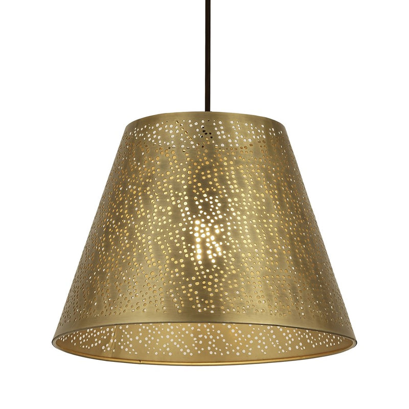 Atlas Lighting Hargen 15in 1-Light Pendant | Transitional Antique Brass and Gold Metal | Kitchen Island & Dining Room | Model CL11775-BS